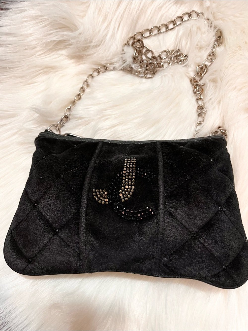 Juicy Couture 2012 Black Velour Crossbody Bag